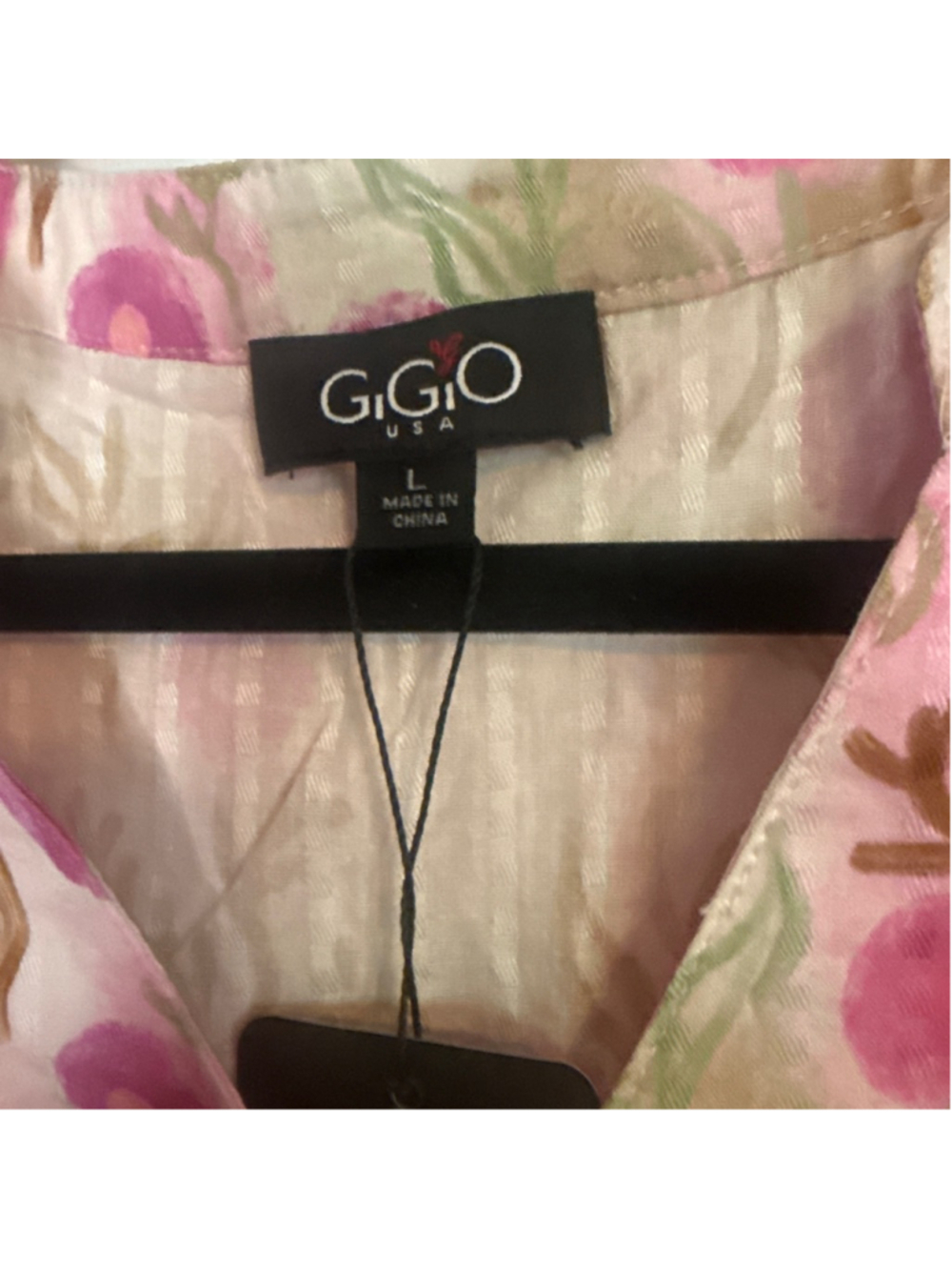 GiGiO Pink Floral Peplum Top L - Picture 3 of 3